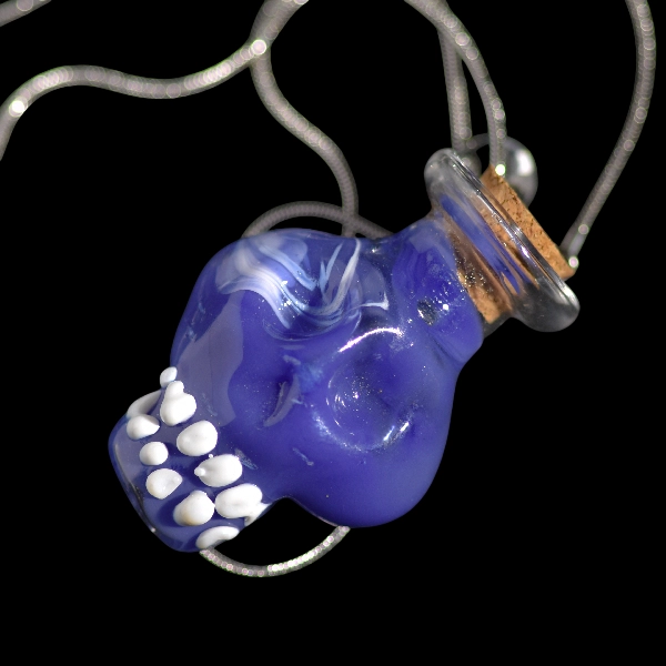 pendentif fiole skull blue
